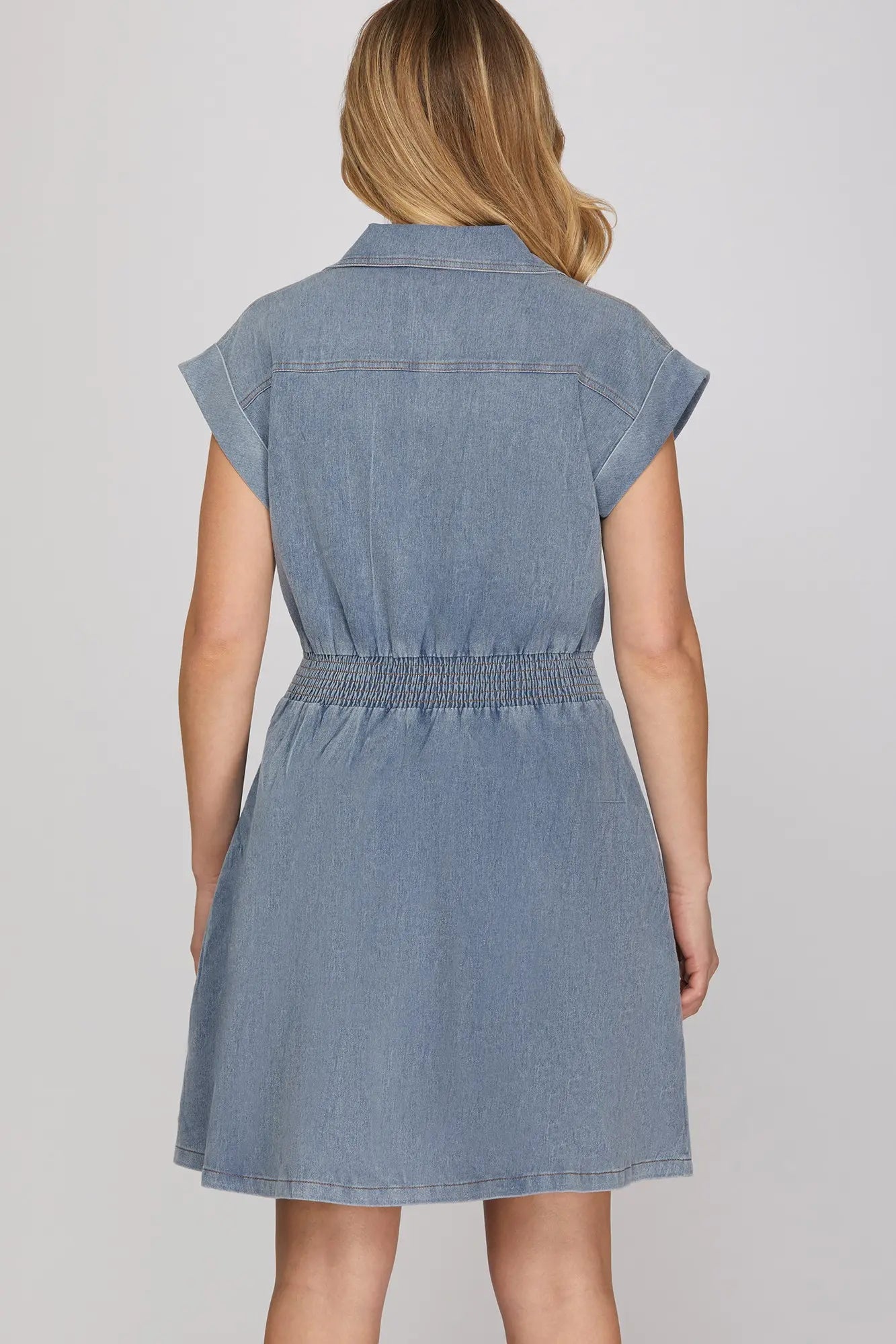 Lt. Denim Zip Up Dress
