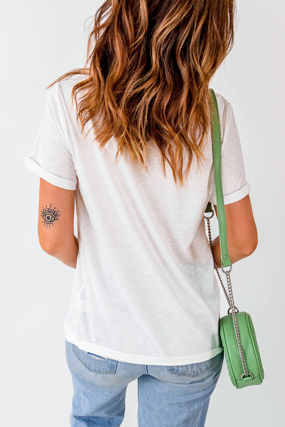 Checkered Baseball Bowknot Graphic Crew T Shirt