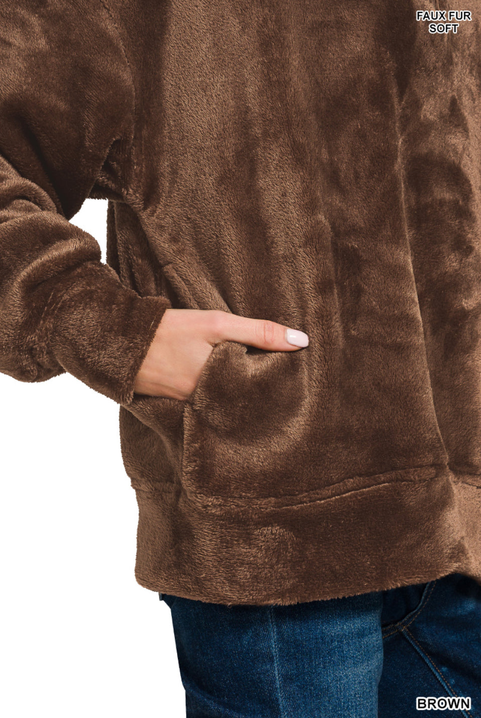 Faux Fur Half Zip Pullover