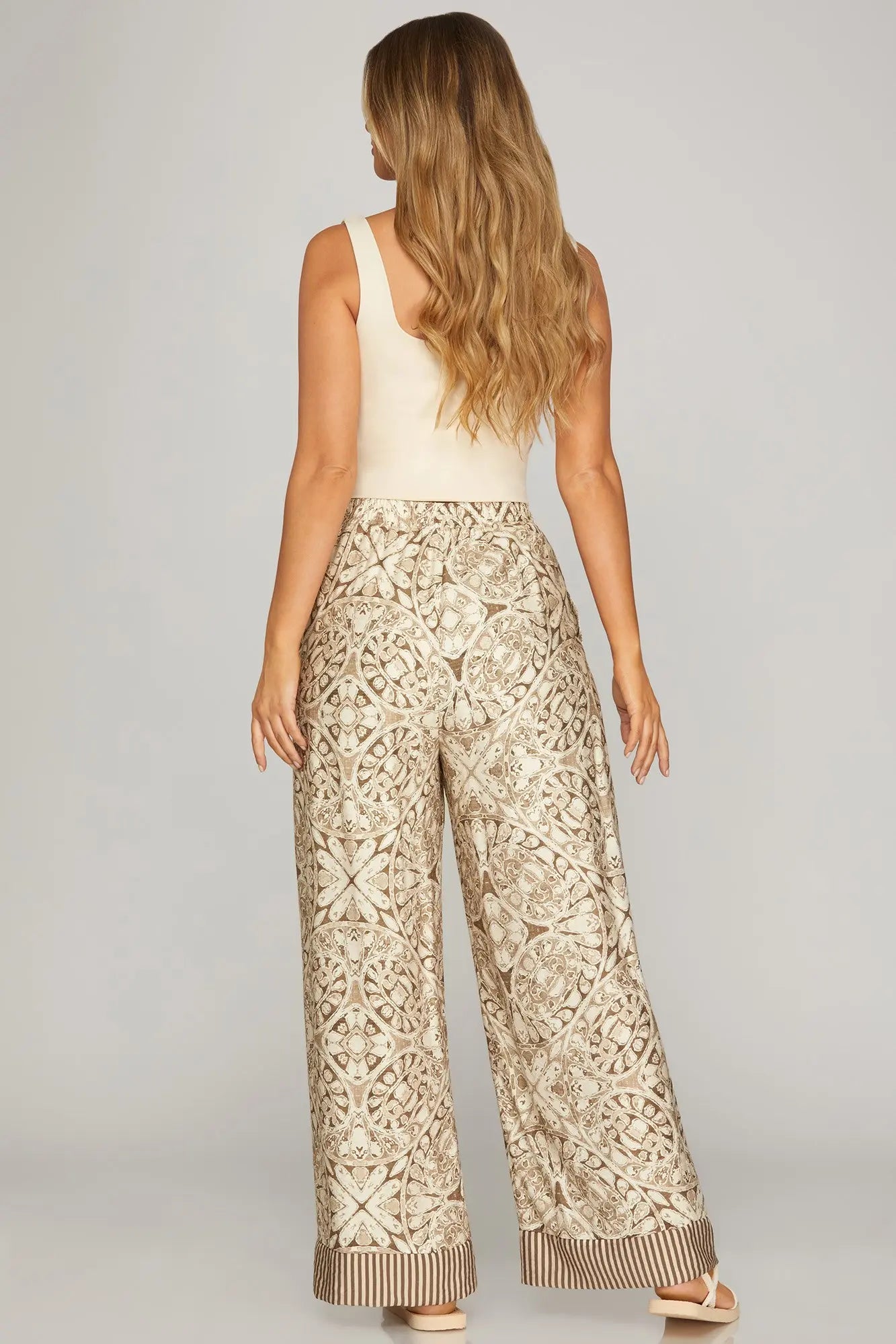 Taupe Print Pants