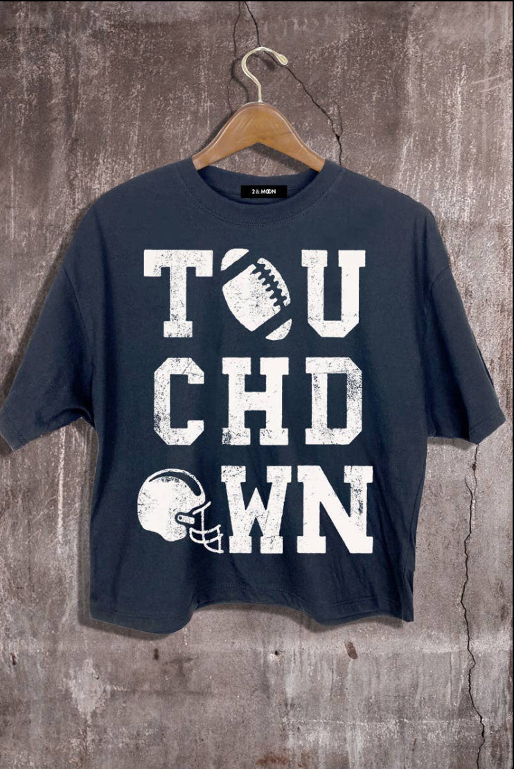 Black Touchdown Cropped Graphic Tee