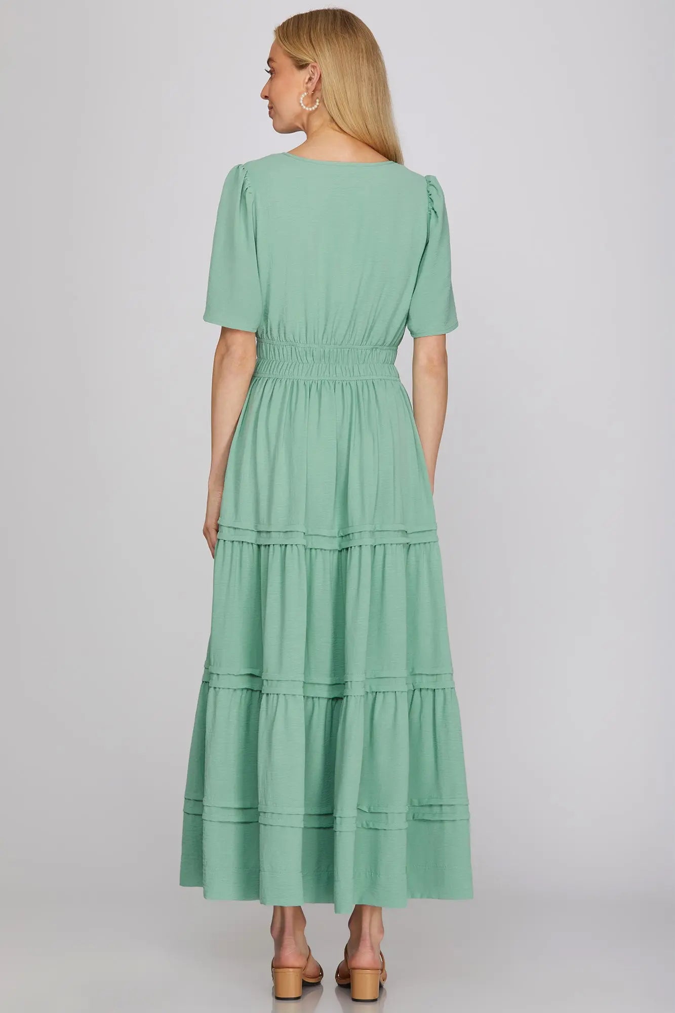 Sage Tiered Midi Dress