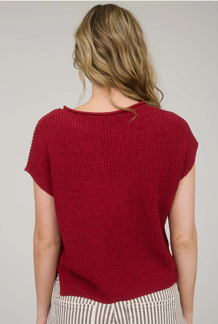 Split Neck Short Sleeve Pullover