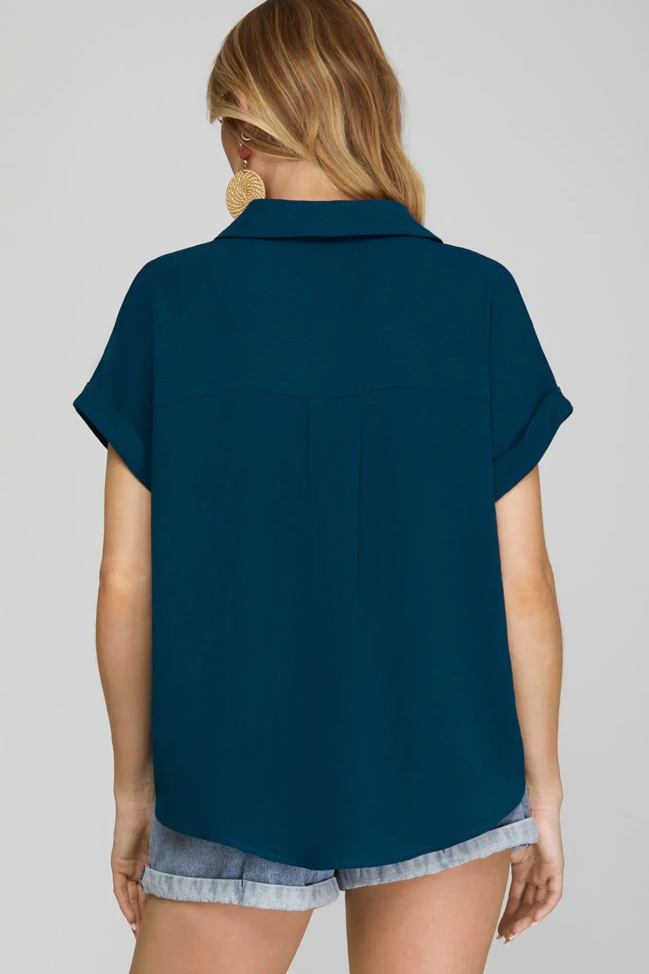 Navy Blue Button Down Top