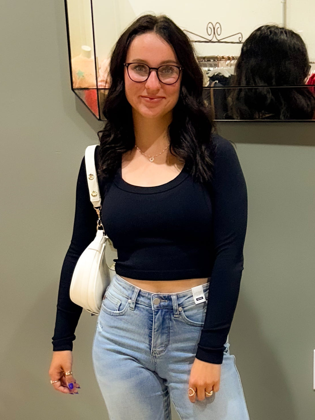 Long Sleeve Knit Crop Top