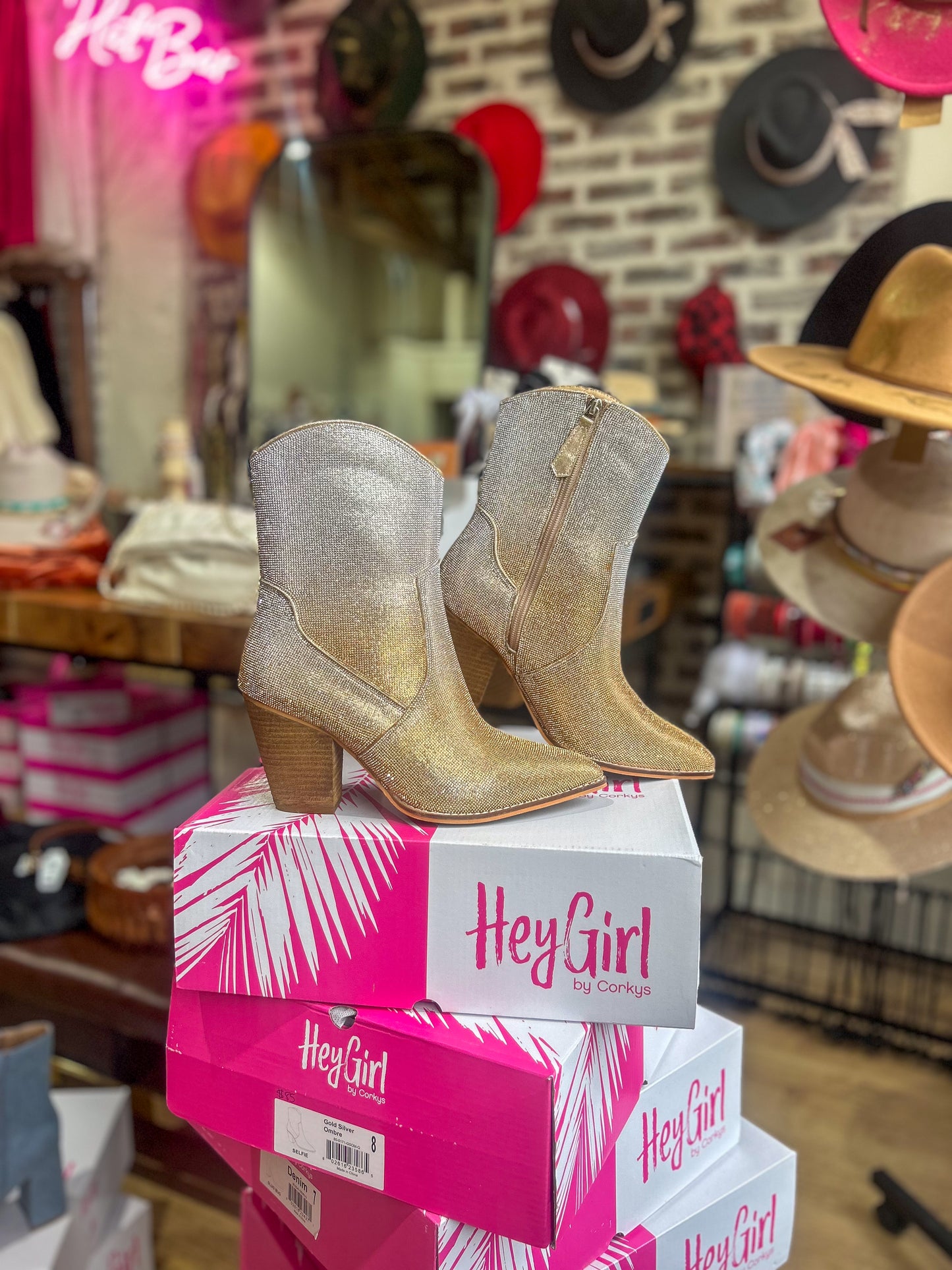 Selfie Gold Silver Ombré Booties