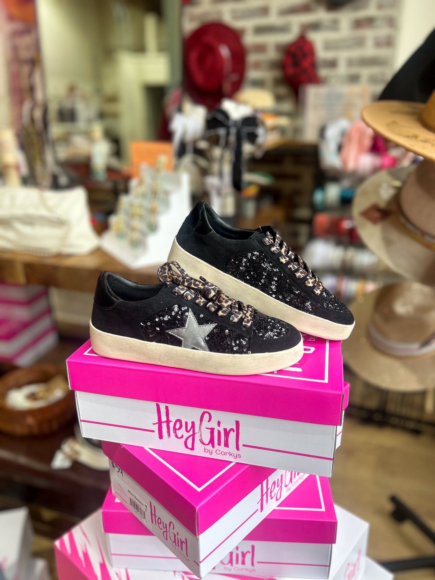 Another Round Black Sequins Sneakers