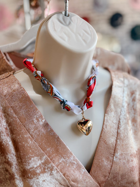 Scarf Necklace w/ Full Hearty