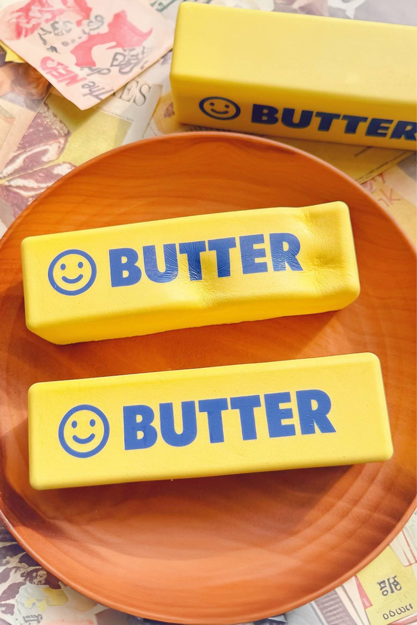 LDC 1PC PU Butter Sticker Relieve Pressure Squishy Toy: Yellow / One Size