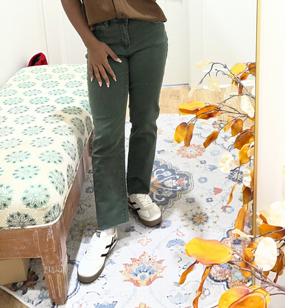 High Waist Cropped Straight Pants