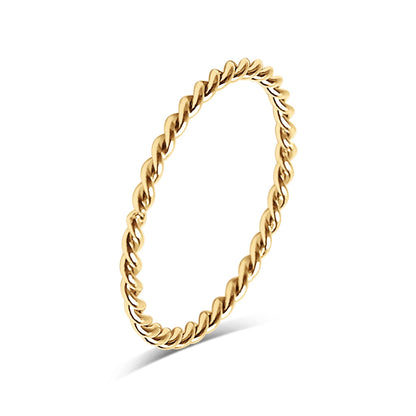 Stainless Steel Braided Stacking Ring - Hypoallergenic: Gold / 7