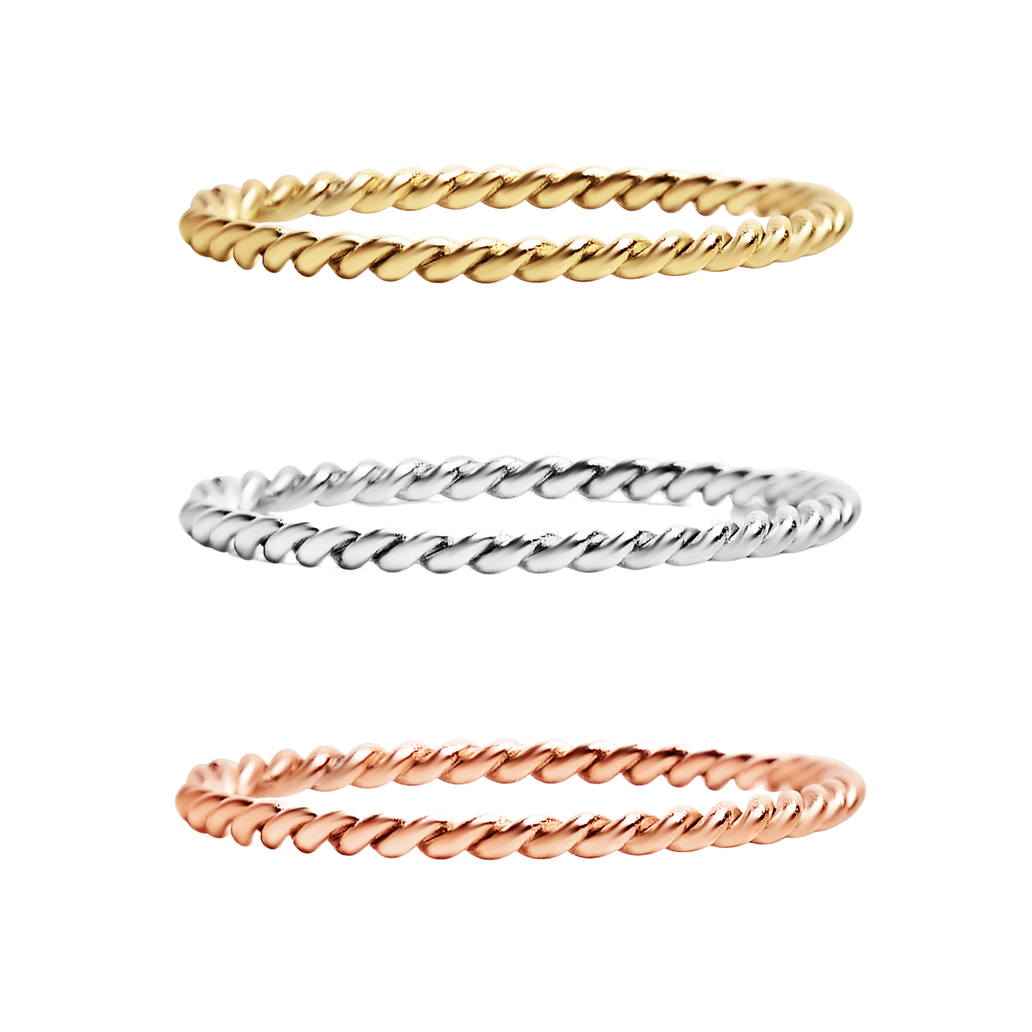 Stainless Steel Braided Stacking Ring - Hypoallergenic: Gold / 7