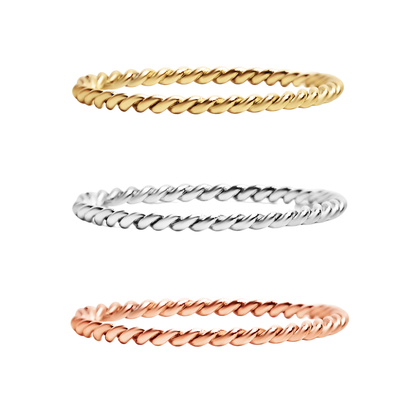 Stainless Steel Braided Stacking Ring - Hypoallergenic: Gold / 7
