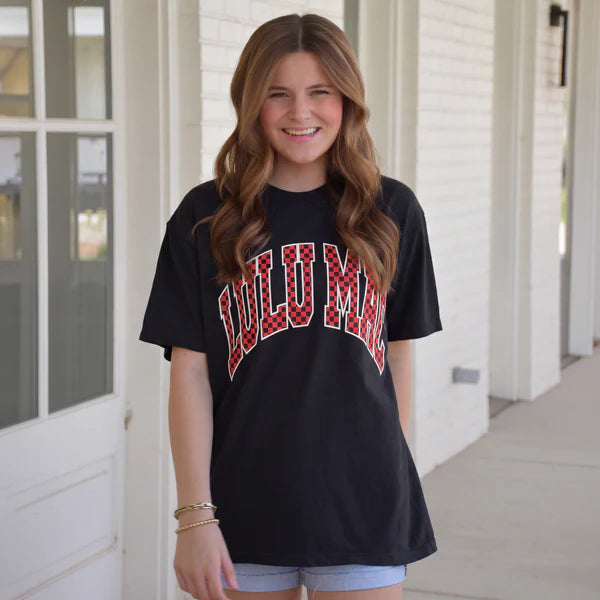 Lulu Mac Red & Black Checkered Tee