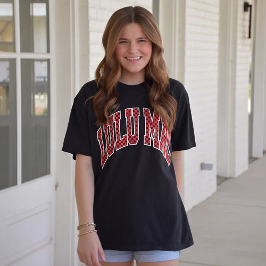 Lulu Mac Red & Black Checkered Tee