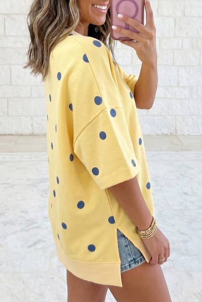 Butter Soft Polka Dot Print Loose Oversized T-shirt