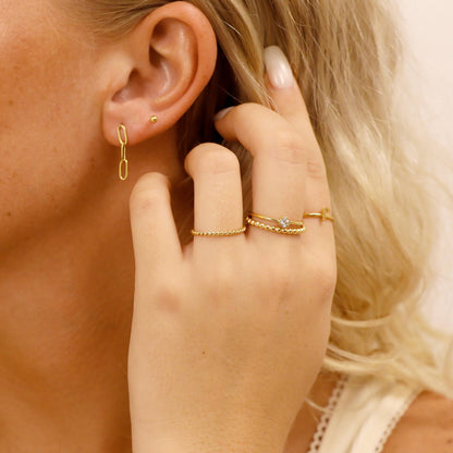 Stainless Steel Braided Stacking Ring - Hypoallergenic: Gold / 7