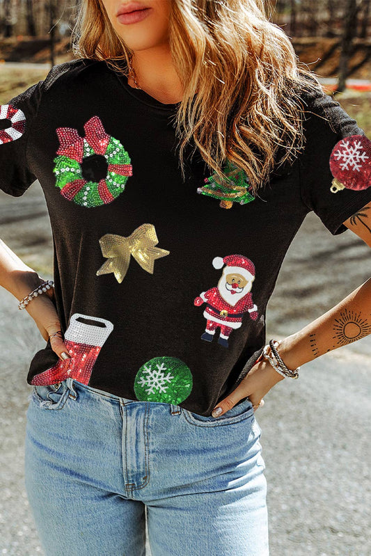 Sequin Christmas Essentials Graphic Crewneck T Shirt