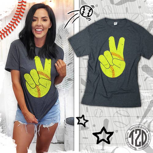 Softball Peace Sign Tee