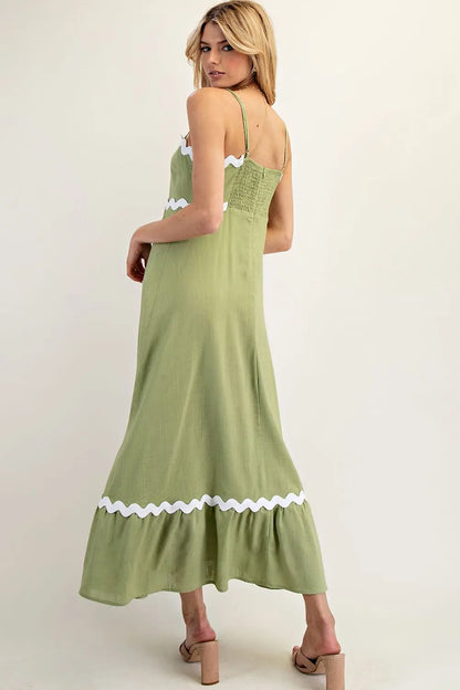 Pistachio Maxi Spaghetti Strap Dress