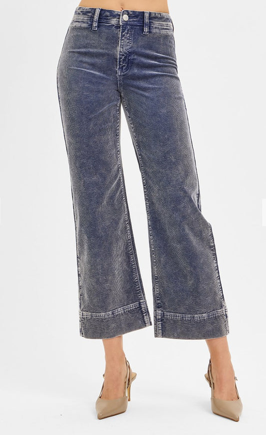 High Rise Crop Straight Corduroy Pants