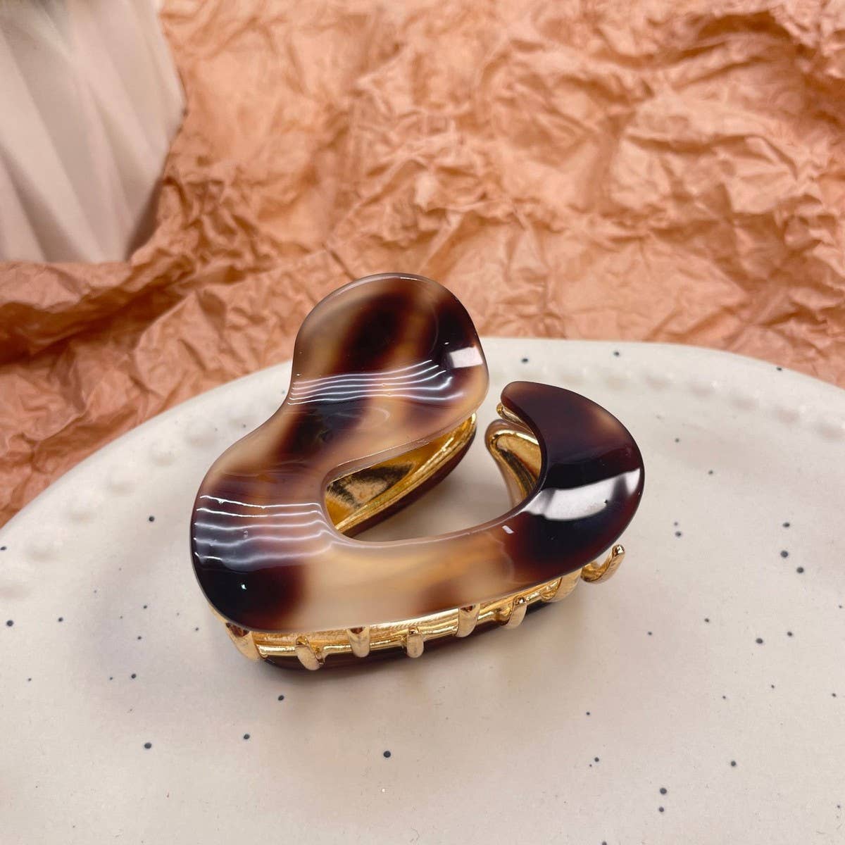 Irregular Acetate Metal Hair Claw