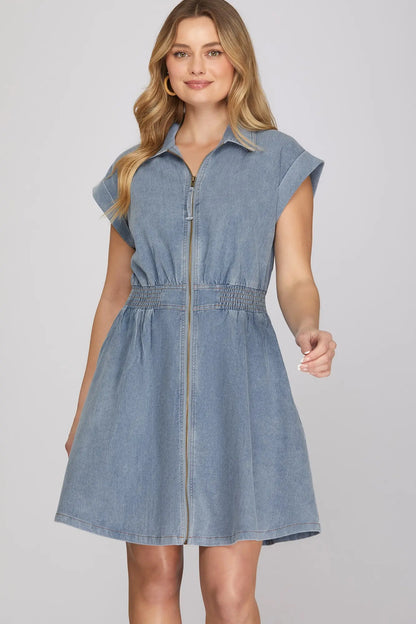 Lt. Denim Zip Up Dress