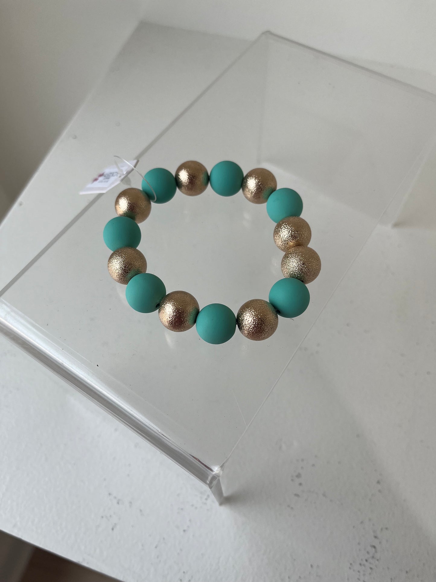 Teal & Gold Beads Bracelet