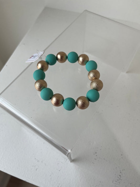 Teal & Gold Beads Bracelet