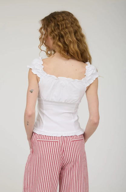 SWEETHEART NECK PINTUCK DETAIL BUTTON DOWN TOP