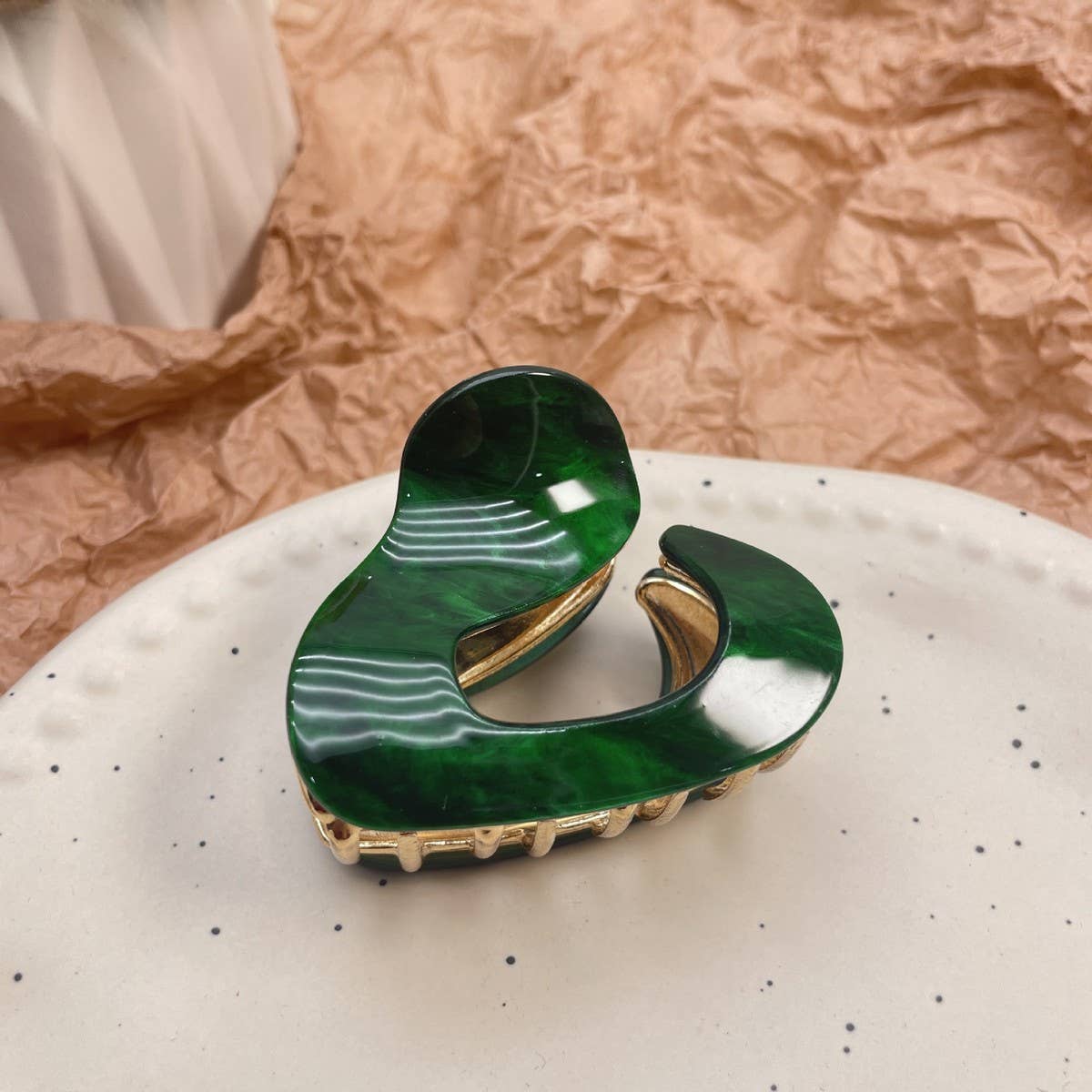 Irregular Acetate Metal Hair Claw