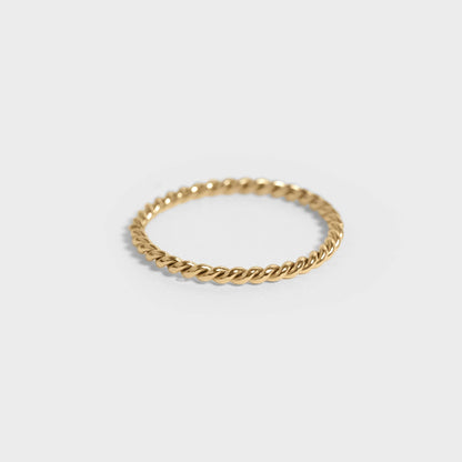 Stainless Steel Braided Stacking Ring - Hypoallergenic: Gold / 7