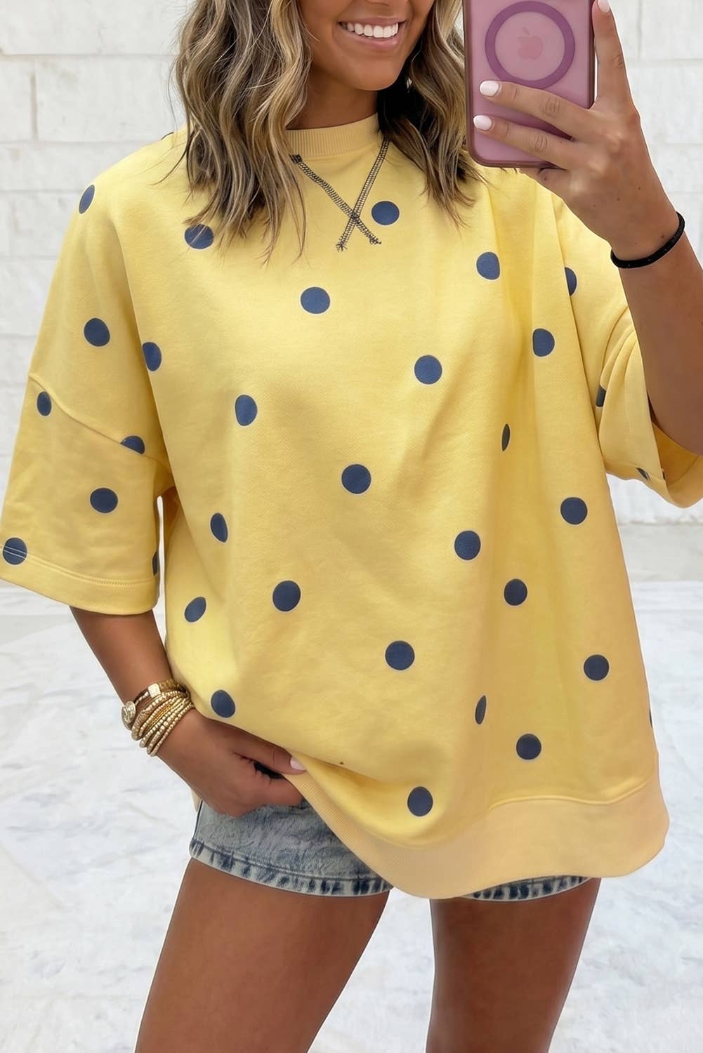 Butter Soft Polka Dot Print Loose Oversized T-shirt