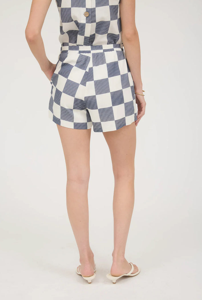 CHECKERED LINEN SHORTS