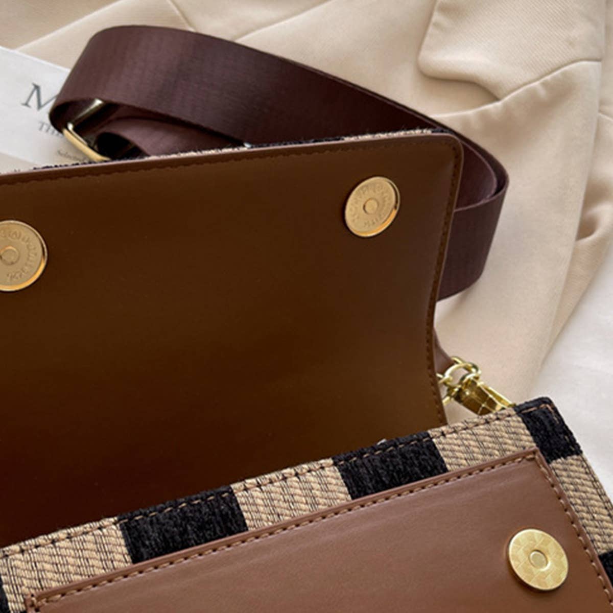 Trendy Checkered PU Crossbody Bag