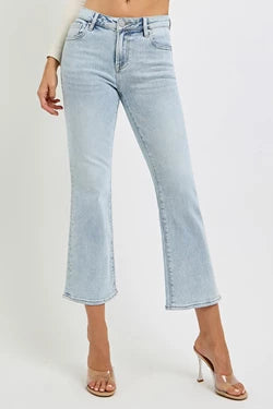 Mid Rise Cropped Flare Jeans