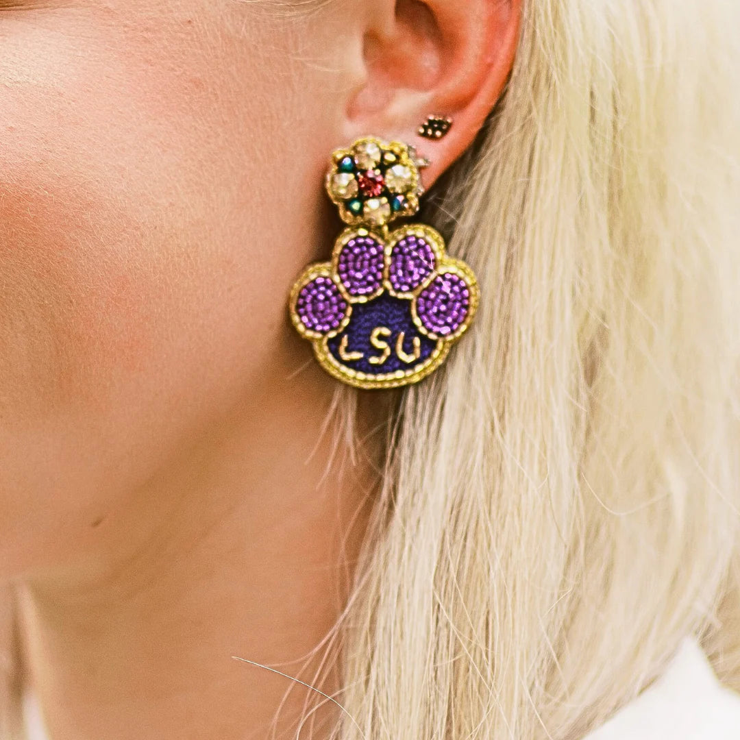 LSU Tiger Paw Earrings