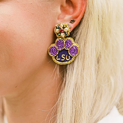 LSU Tiger Paw Earrings