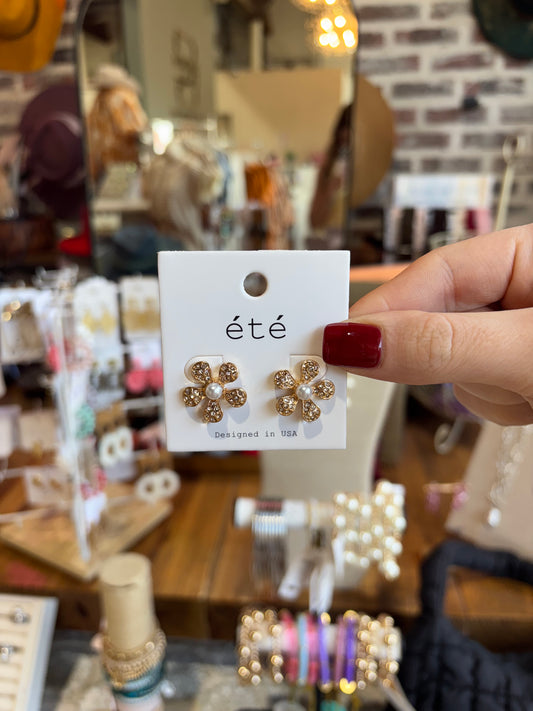 Pearl Flower Studs