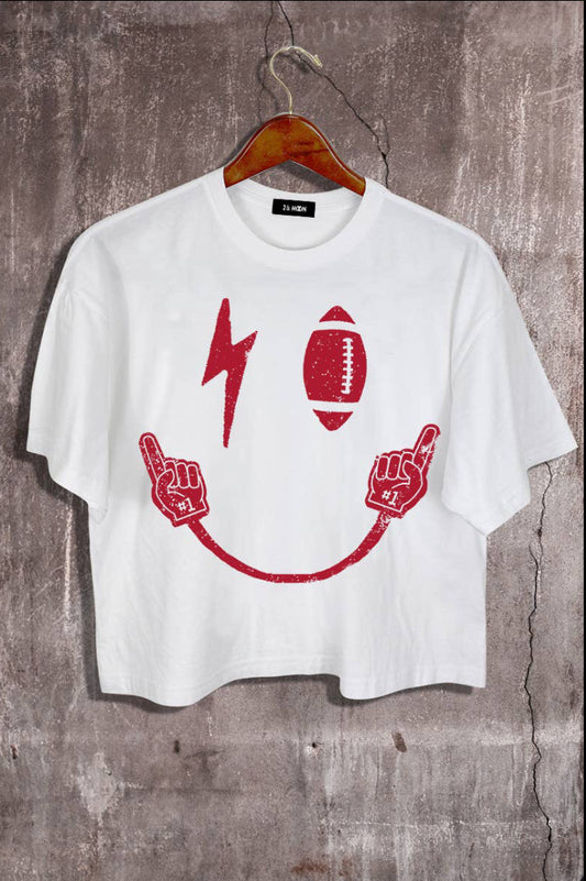 White Football T-Shirt w/ Red Graphic