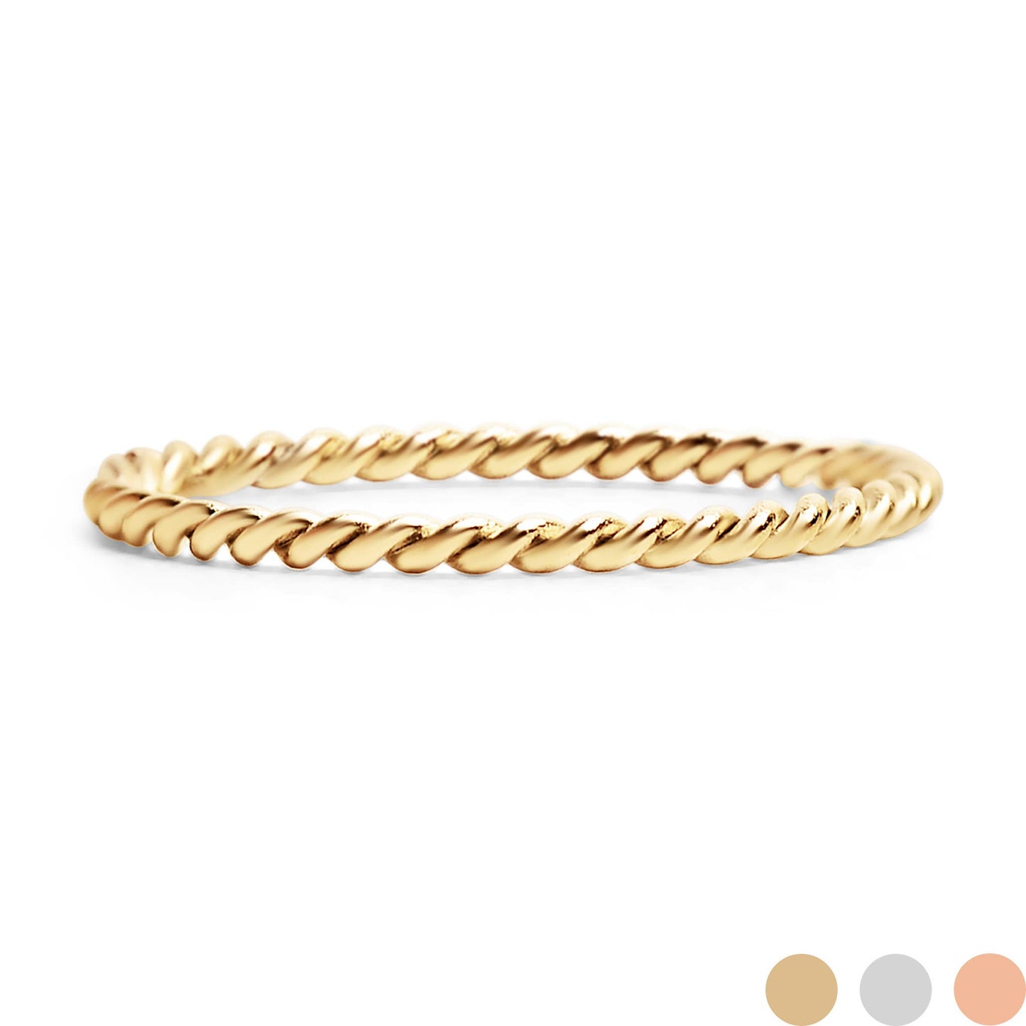 Stainless Steel Braided Stacking Ring - Hypoallergenic: Gold / 7