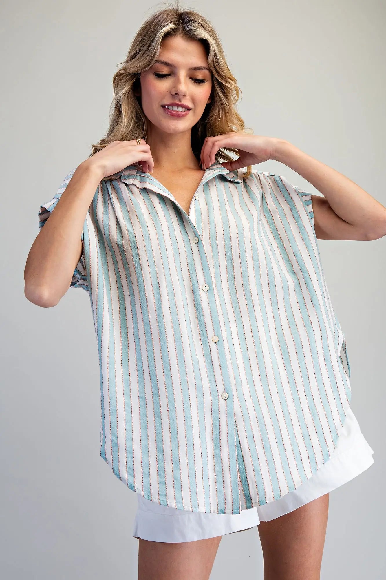 Stripped Button Down Top