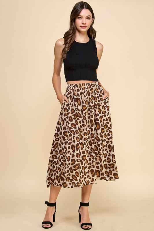 Print Calf Length Skirt