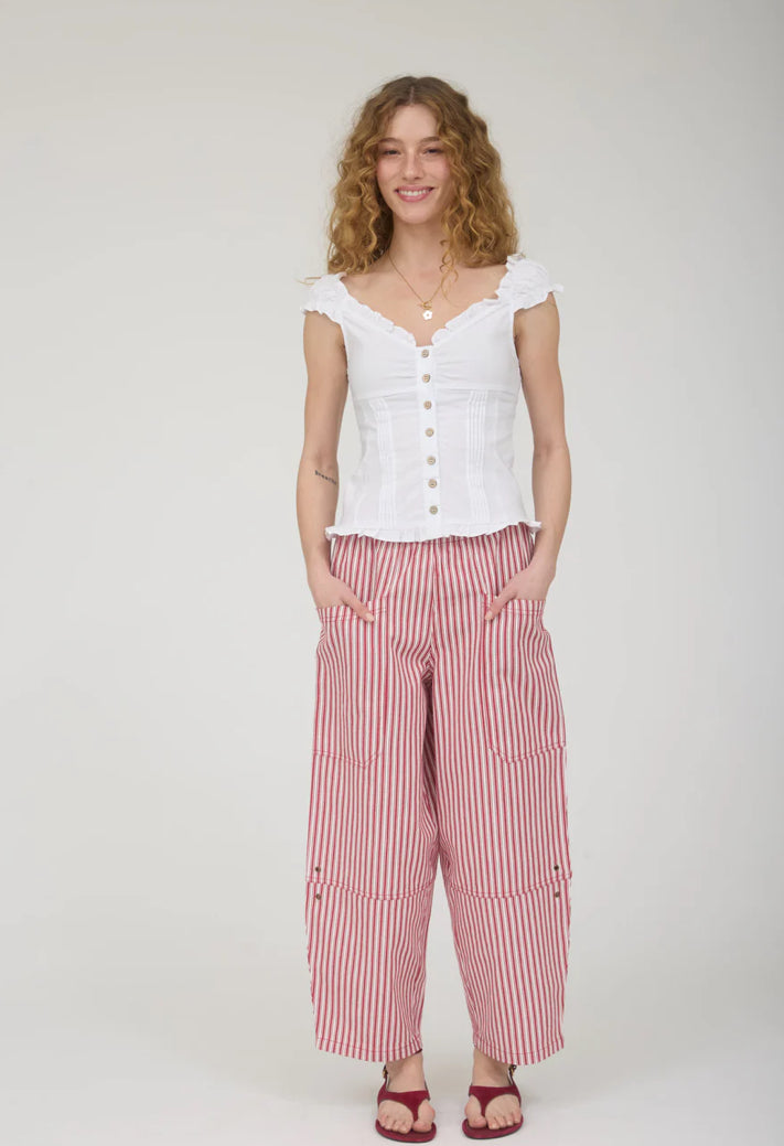 SWEETHEART NECK PINTUCK DETAIL BUTTON DOWN TOP