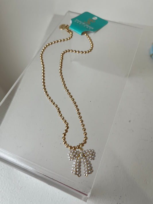 Pearl Bow Necklace