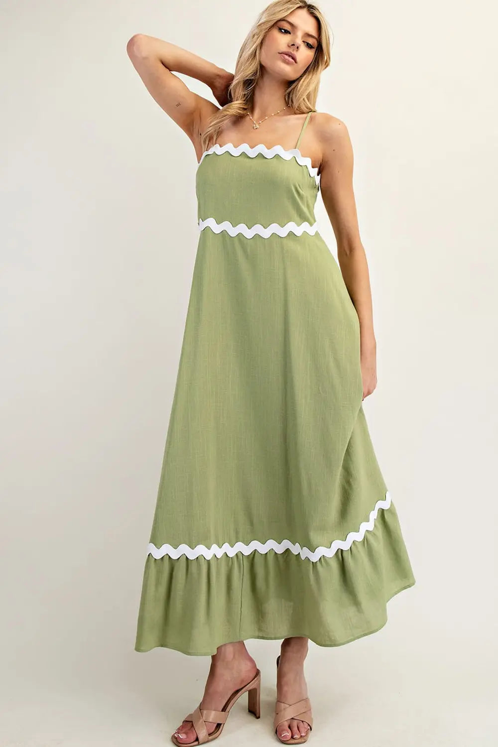 Pistachio Maxi Spaghetti Strap Dress