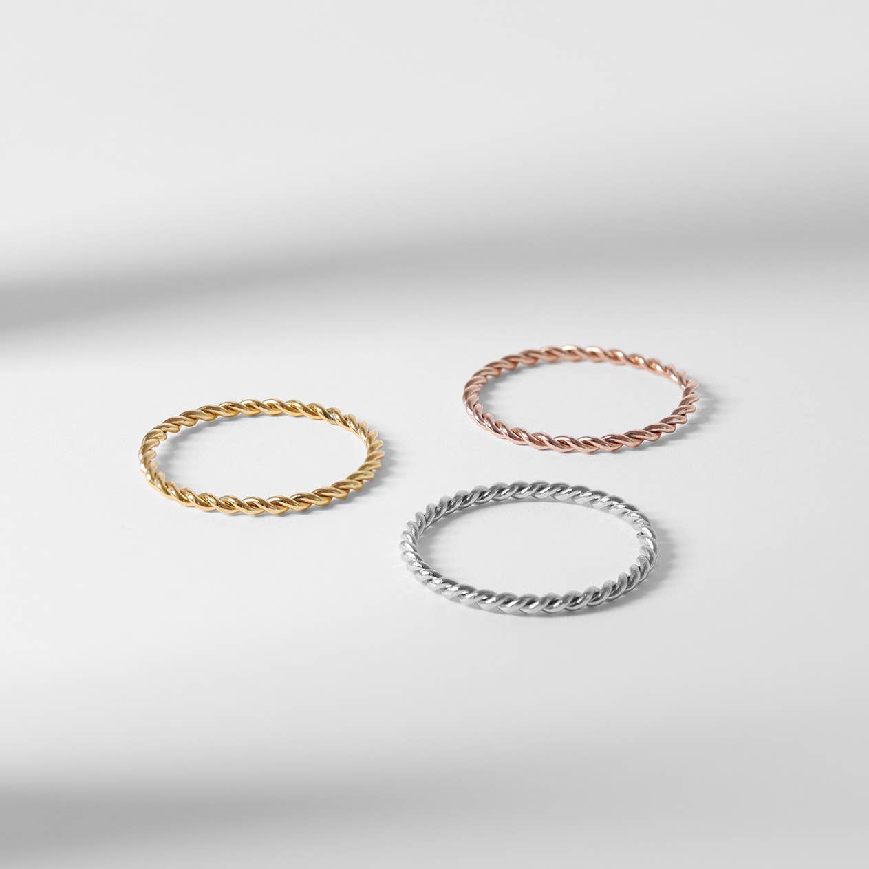 Stainless Steel Braided Stacking Ring - Hypoallergenic: Gold / 7
