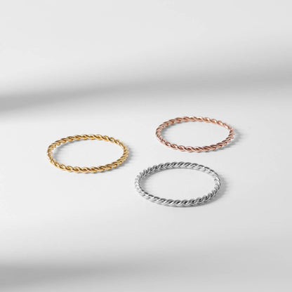 Stainless Steel Braided Stacking Ring - Hypoallergenic: Gold / 7