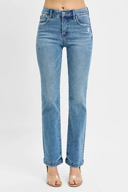 Mid Rise Straight Jeans