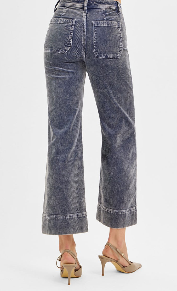 High Rise Crop Straight Corduroy Pants